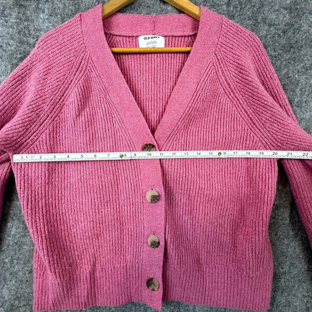 Old Navy Cardigan Sweater Women Large Pink Ribbed Oversized Slouchy Button Front - Picture 5 of 6